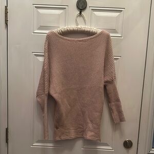 Pink Oversized Crew Neck Sweater with Chunky Knit and Relaxed Fit
